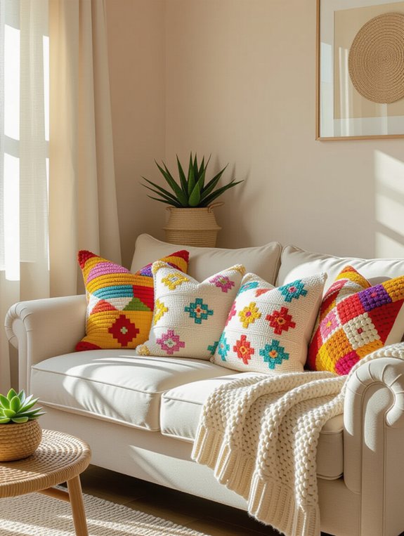 brighten space with pillows