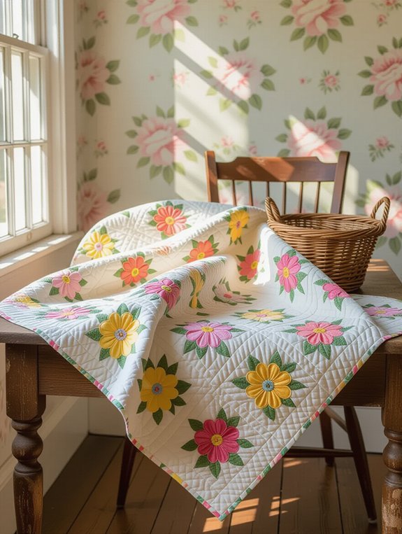 charming vintage floral quilt