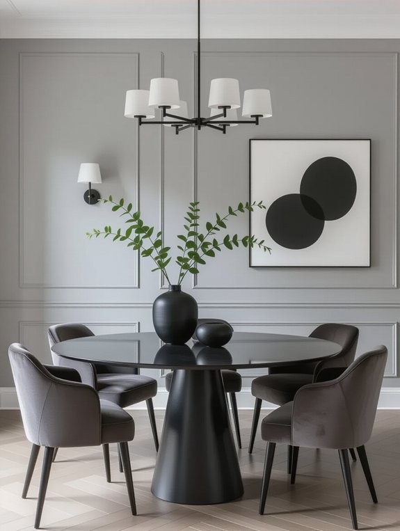 chic monochromatic dining design