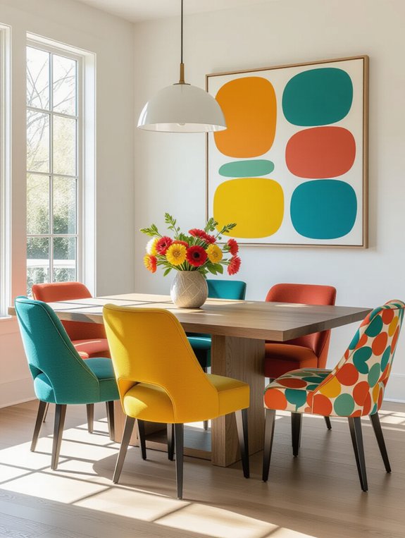 colorful accent chairs enhance