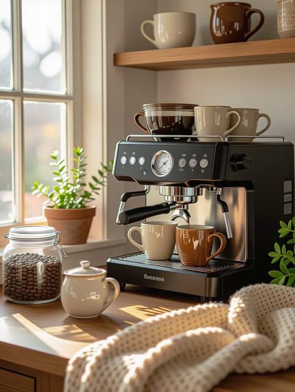 cozy coffee bar setup