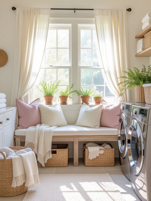 cozy laundry nook seating