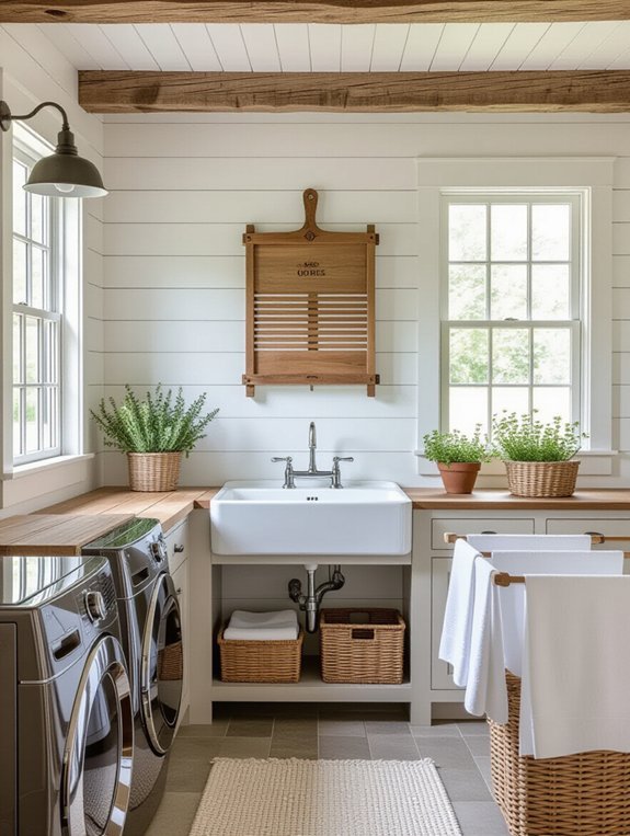 cozy rustic laundry decor