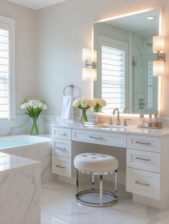 elegant bathroom makeup station