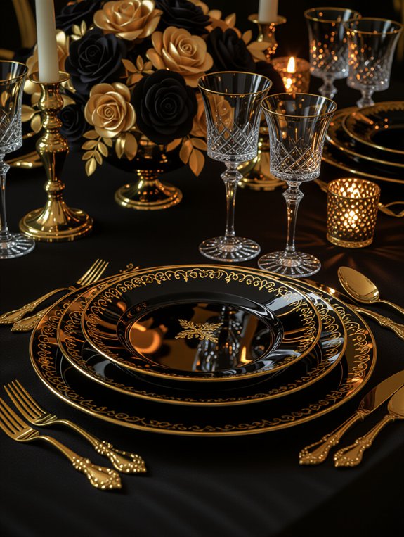 elegant black gold dinnerware
