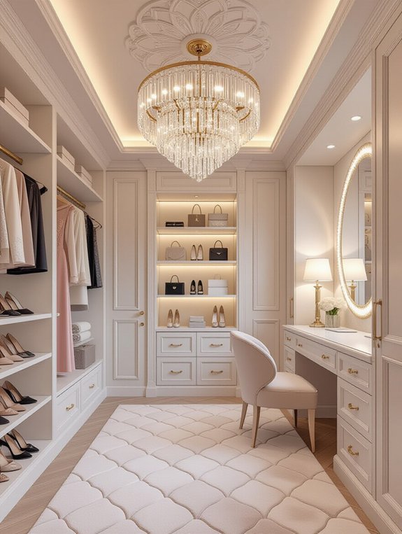 elevate closet with chandelier