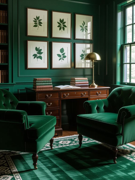 elevate study with dark green