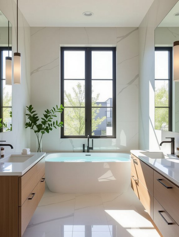 enhance bathroom space with mirrors