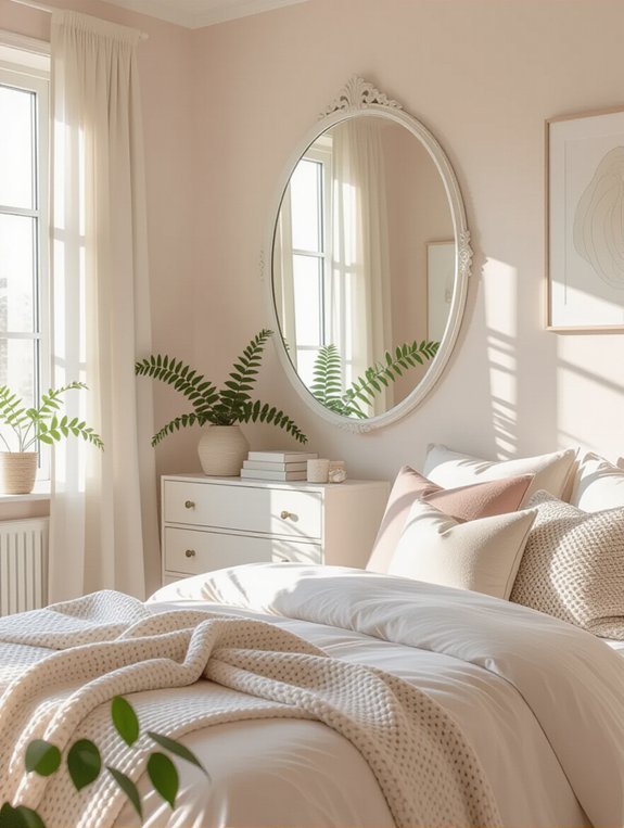 enhance bedroom space with mirrors