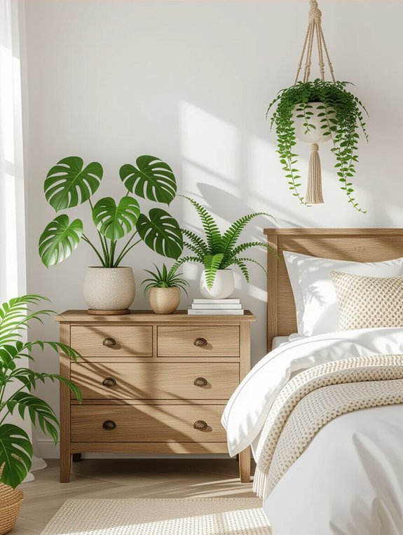 enhance bedroom with plants