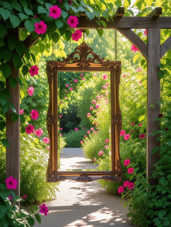 enhance garden with mirrors