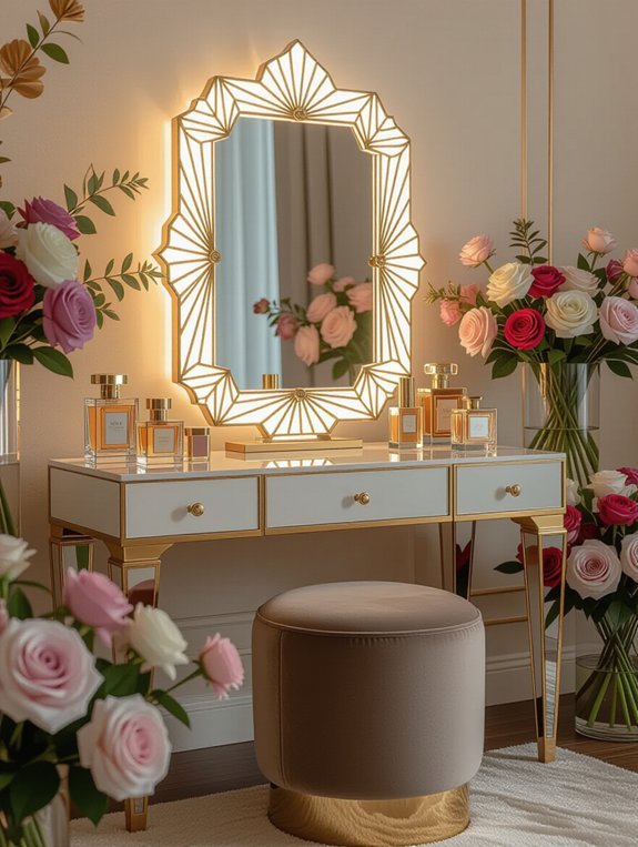 glamorous geometric vanity mirror
