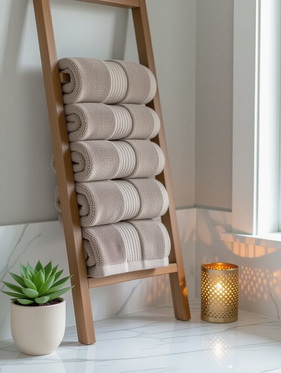 ladder towel storage solution