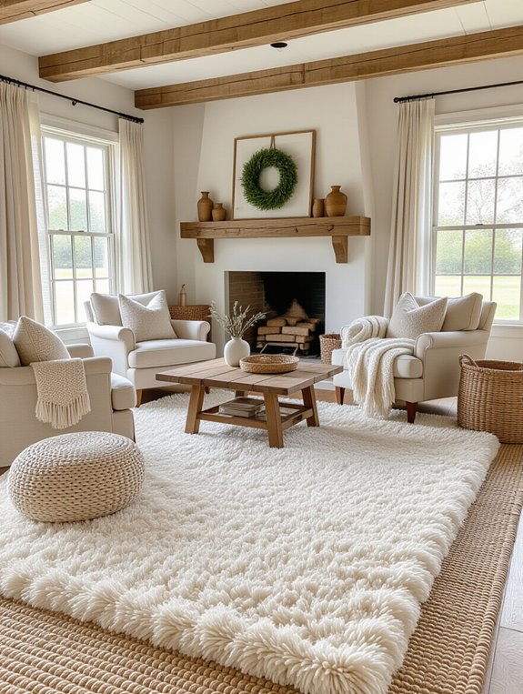 layered rugs enhance texture