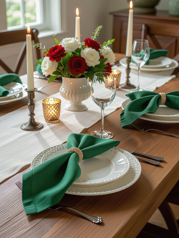 layered textured table linens