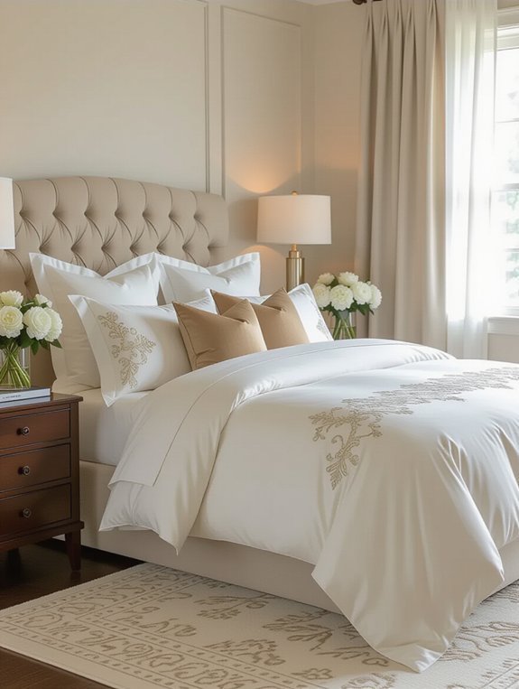 luxurious bedding enhances elegance
