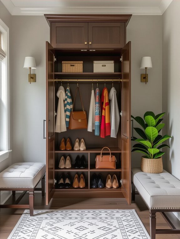 organized entryway wall closets