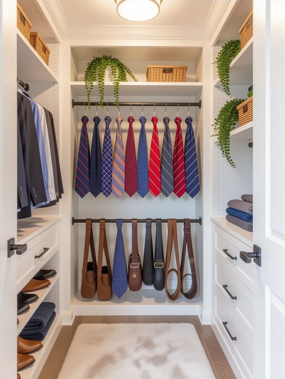 organized tie and belt storage