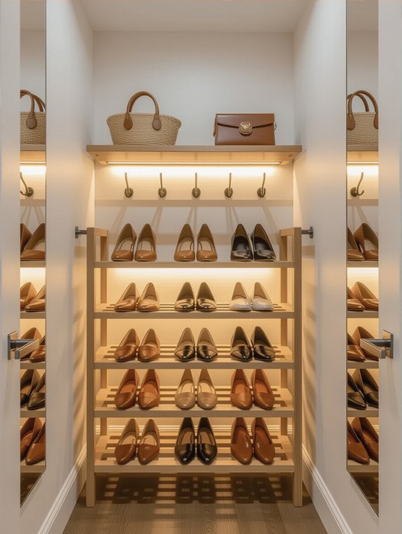 organized vertical shoe storage