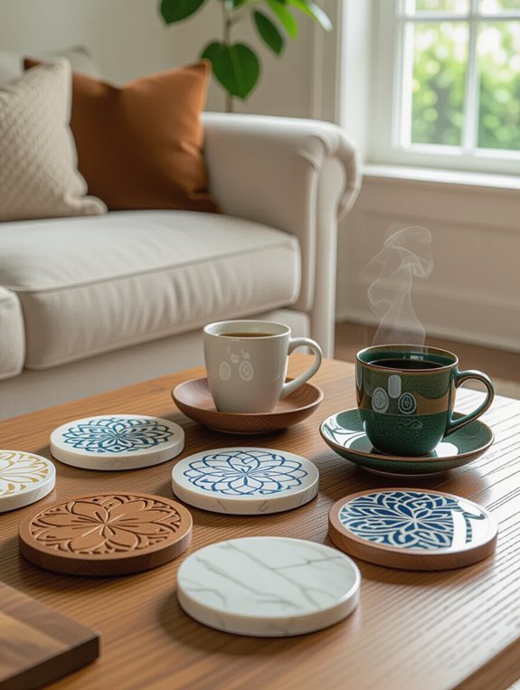 stylish coasters enhance decor
