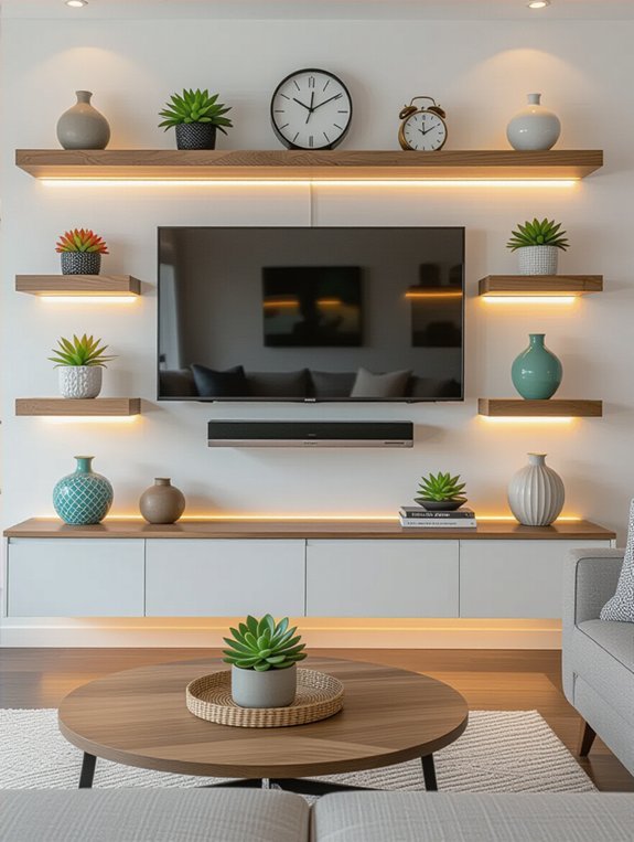 stylish functional floating shelves