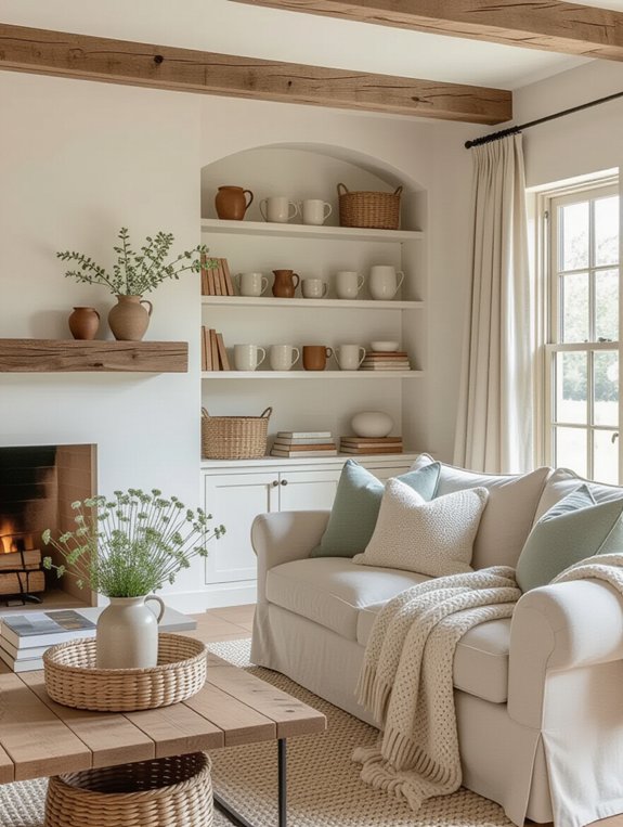 stylish rustic open shelving