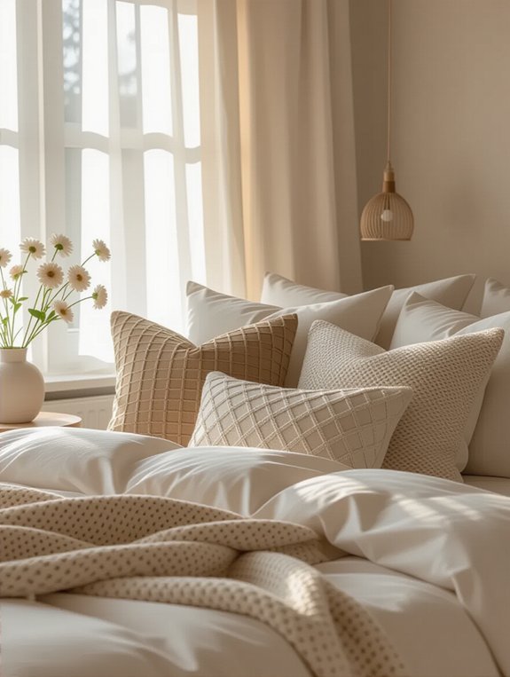 textured pillows enhance coziness