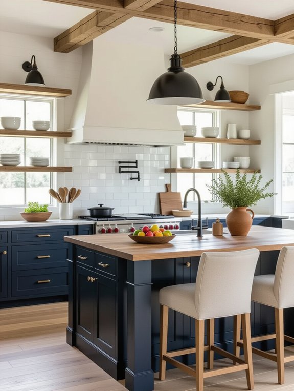two tone cabinetry contrast design