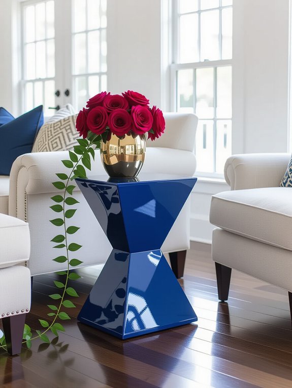 vibrant accent tables enhance decor