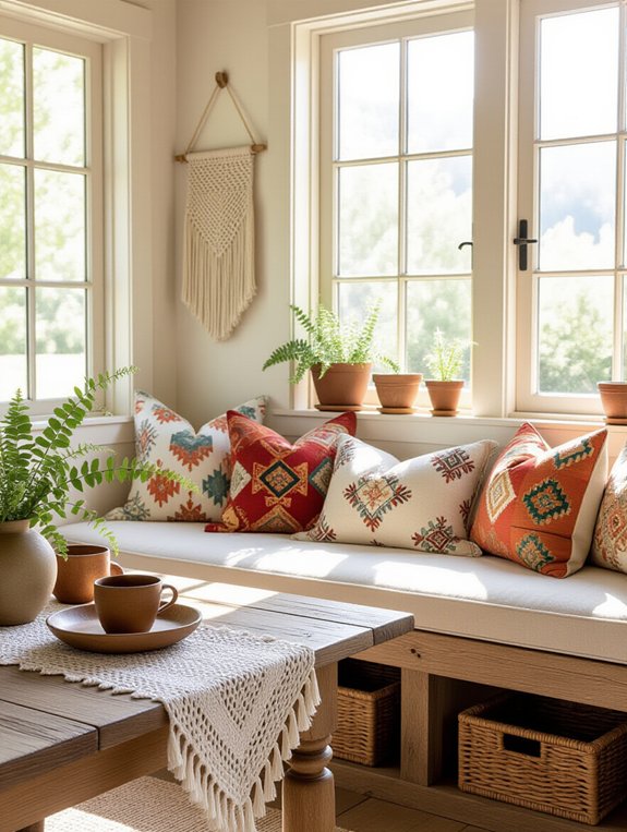 vibrant bohemian breakfast nook