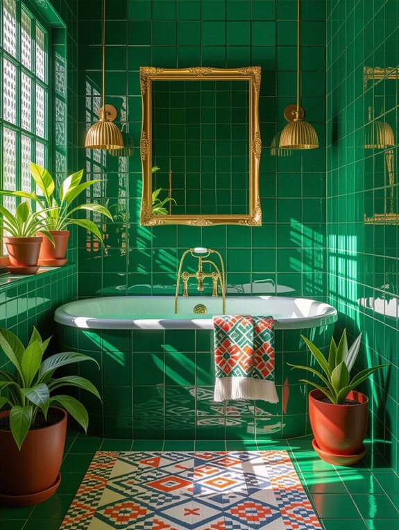 vibrant colors energize bathrooms