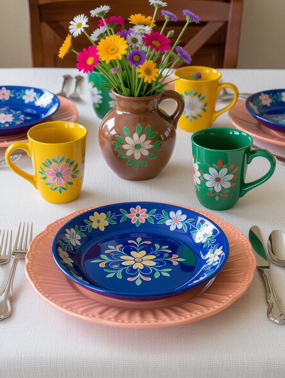 vibrant hand painted ceramics