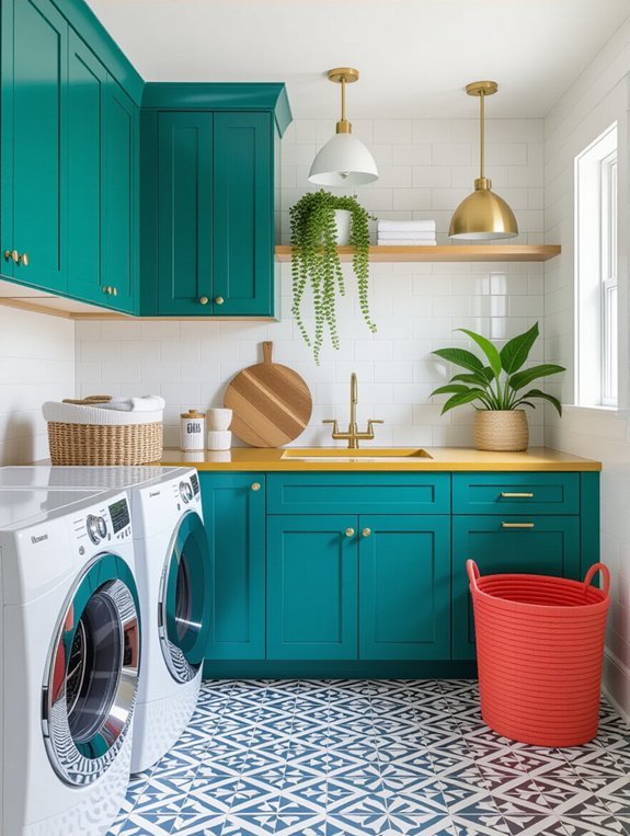 vibrant laundry room accents