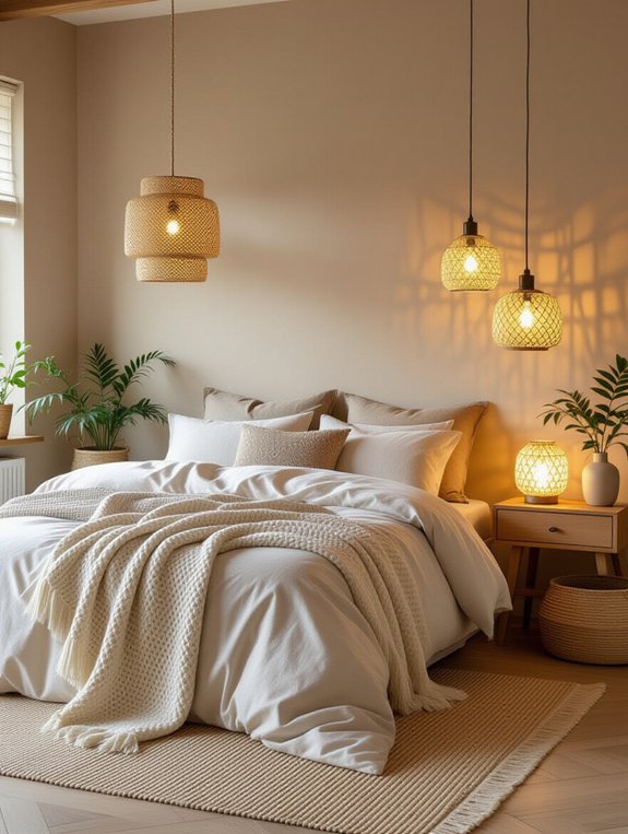 warm inviting bedroom lighting